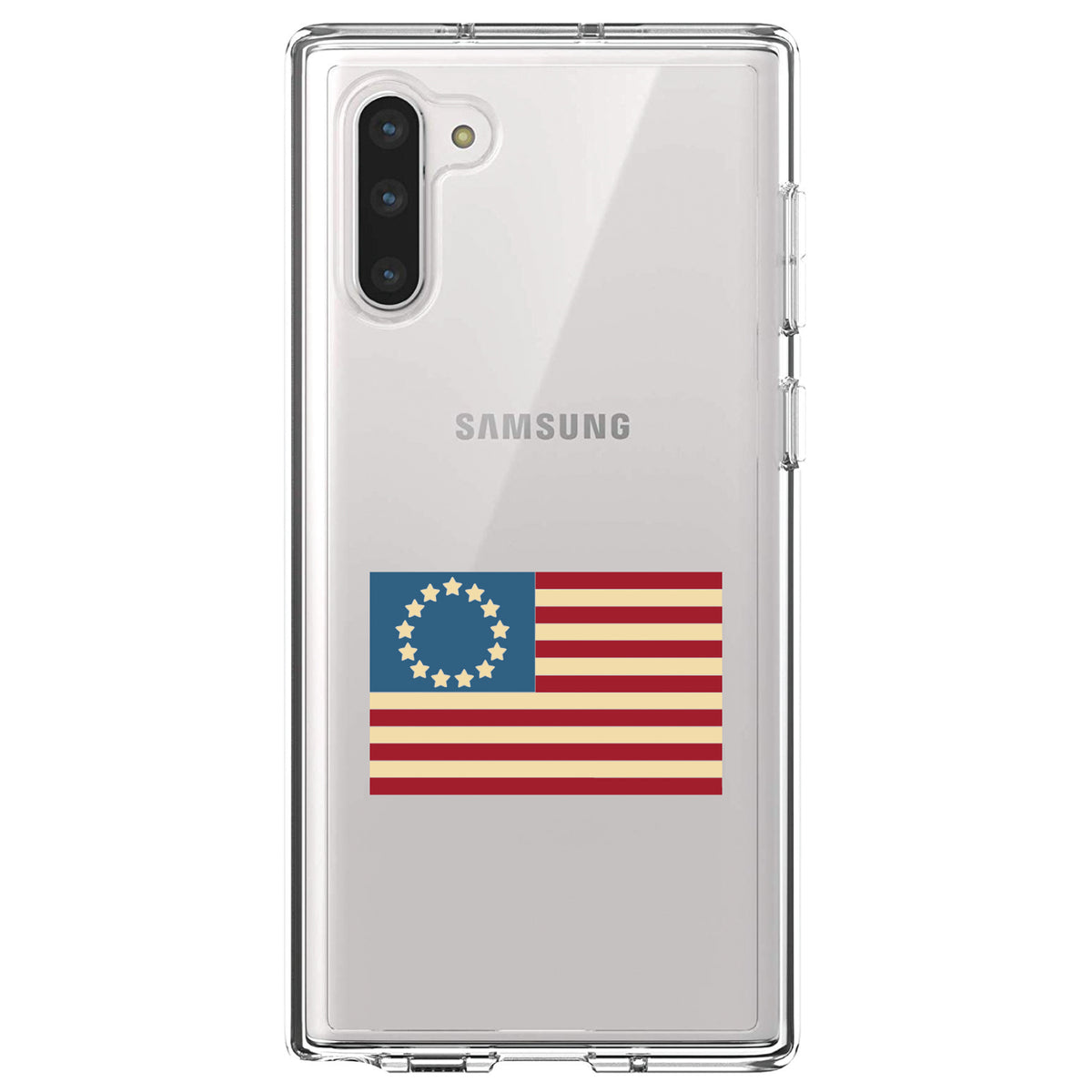 USA Colonial Flag Red White & Blue Clear Shockproof iPhone Case, view 9