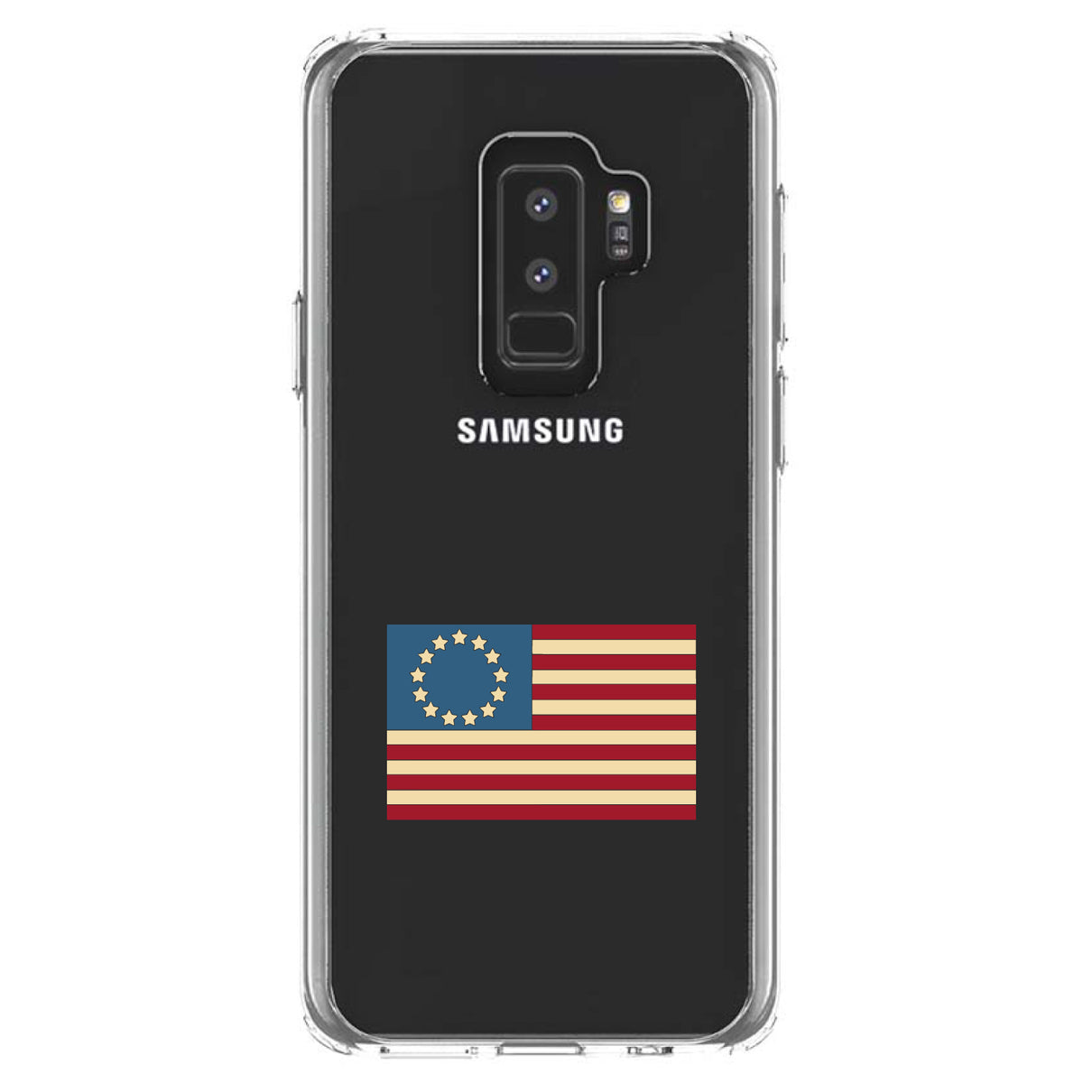 USA Colonial Flag Red White & Blue Clear Shockproof iPhone Case, view 20