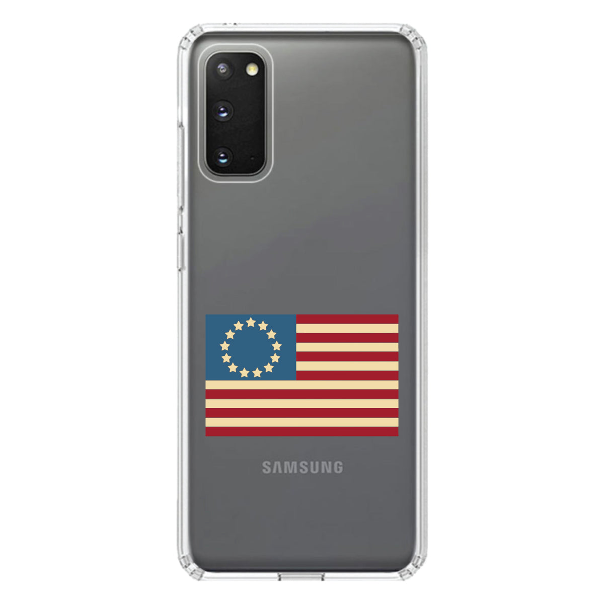 USA Colonial Flag Red White & Blue Clear Shockproof iPhone Case, view 13