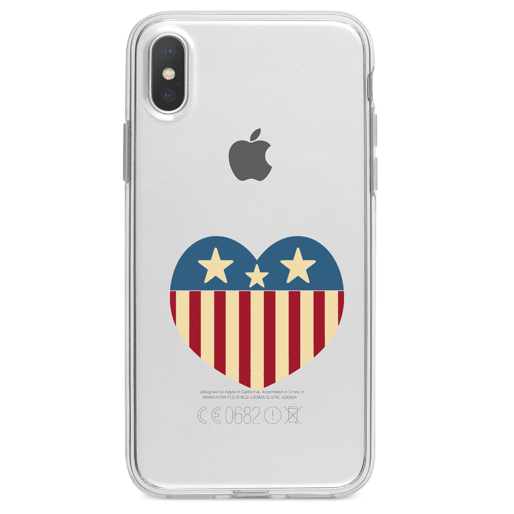 USA Heart Flag Red White & Blue Clear Shockproof iPhone Case, view 4