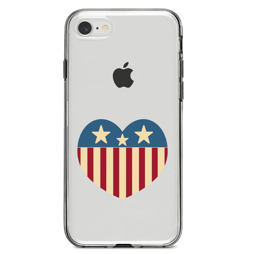 USA Heart Flag Red White & Blue Clear Shockproof iPhone Case, view 5
