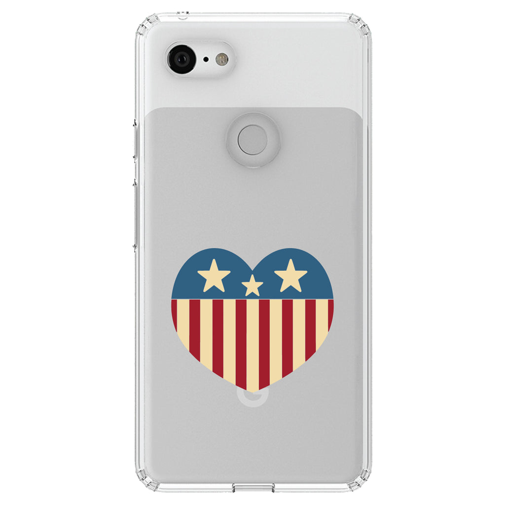 USA Heart Flag Red White & Blue Clear Shockproof iPhone Case, view 22