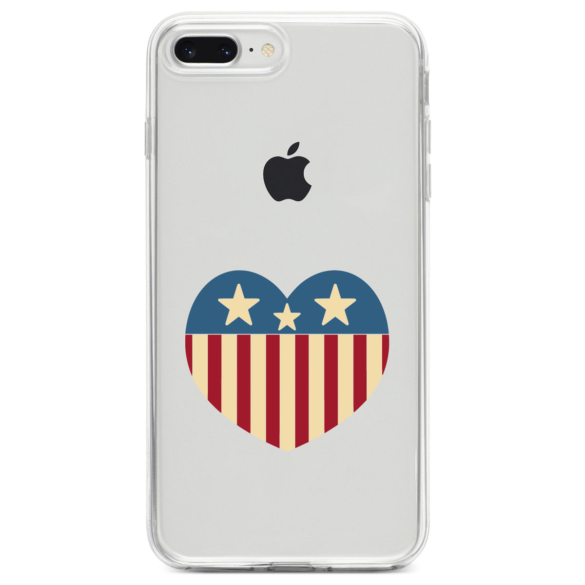 USA Heart Flag Red White & Blue Clear Shockproof iPhone Case, view 6