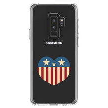 DistinctInk® Clear Shockproof Hybrid Case for Apple iPhone / Samsung Galaxy / Google Pixel - USA Heart Flag Red White & Blue