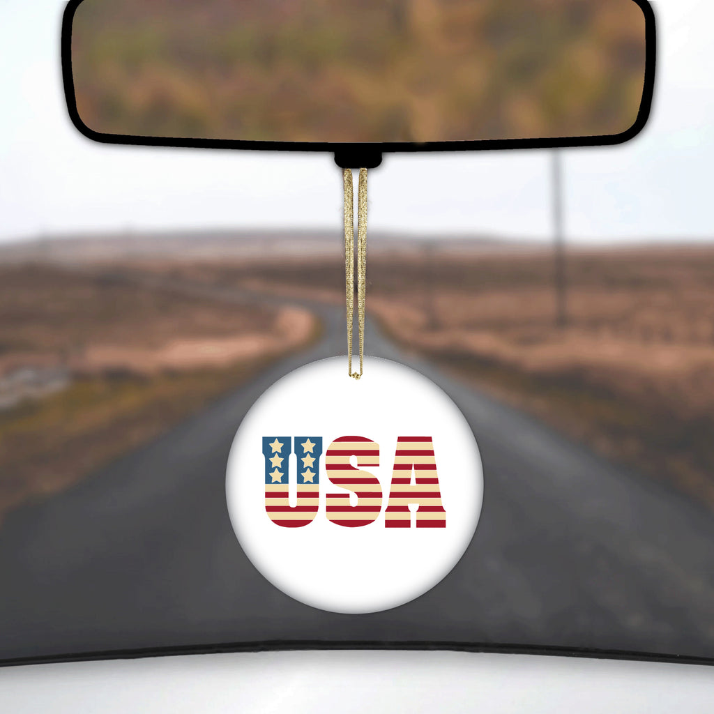 USA Letter Art Flag Red White & Blue Ceramic Ornament, view 3