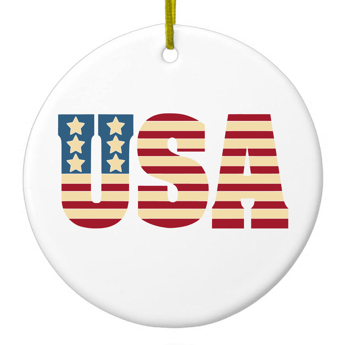USA Letter Art Flag Red White & Blue Ceramic Ornament
