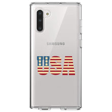 DistinctInk® Clear Shockproof Hybrid Case for Apple iPhone / Samsung Galaxy / Google Pixel - USA Letter Art Flag Red White & Blue