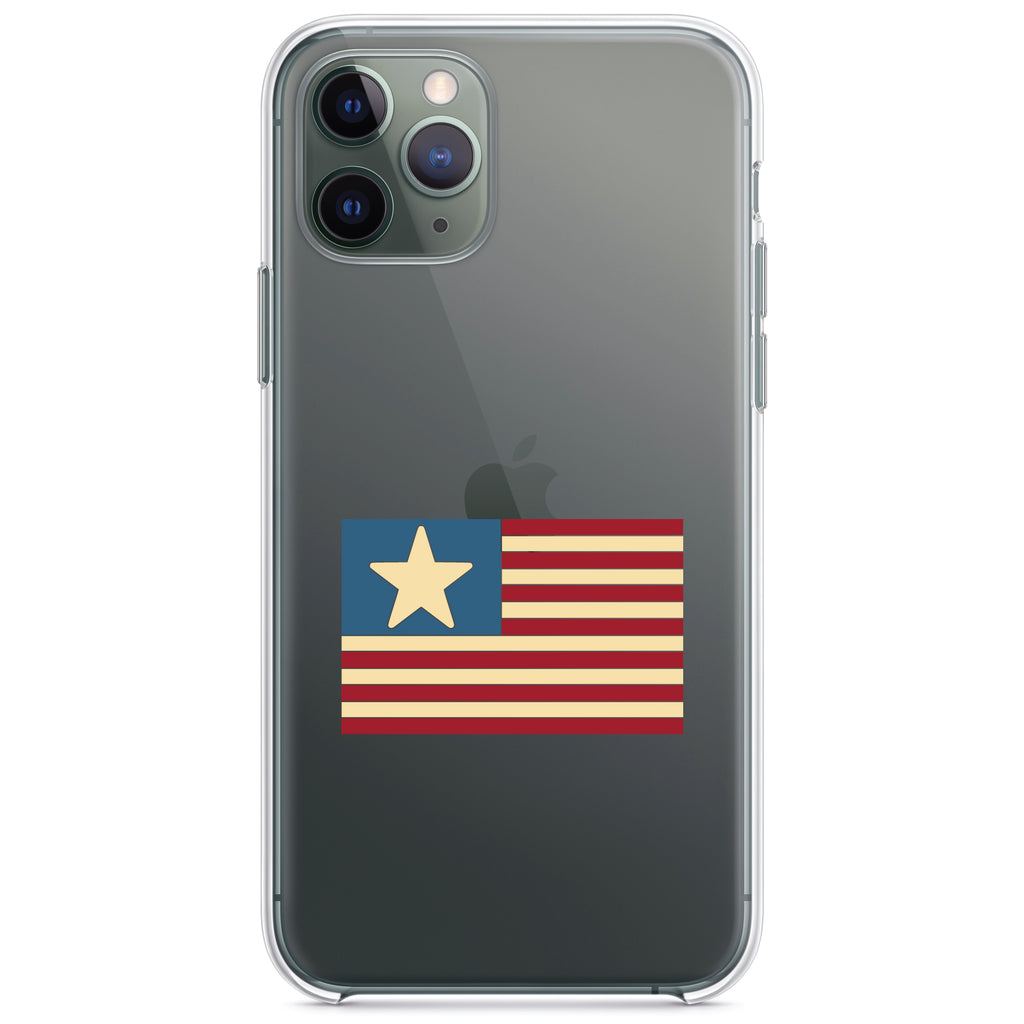 USA Single Star Flag Red White & Blue Clear Shockproof iPhone Case