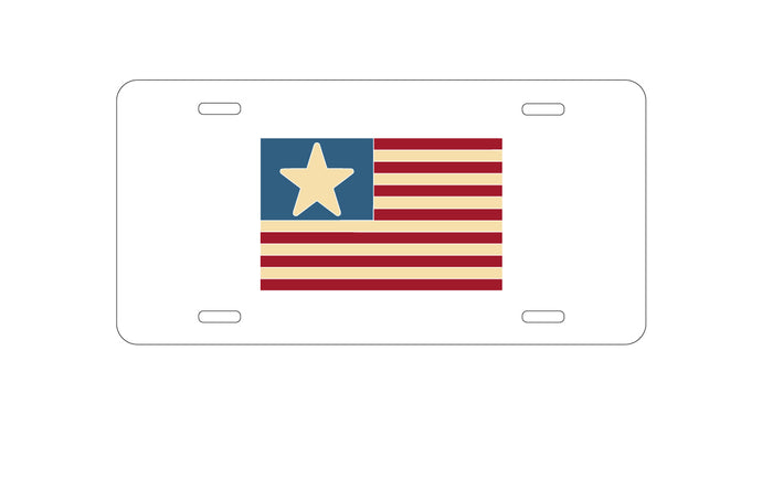 DistinctInk Custom Aluminum Decorative Vanity Front License Plate - USA Single Star Flag Red White & Blue