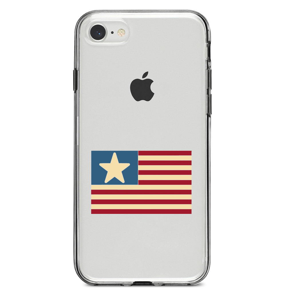 USA Single Star Flag Red White & Blue Clear Shockproof iPhone Case, view 5