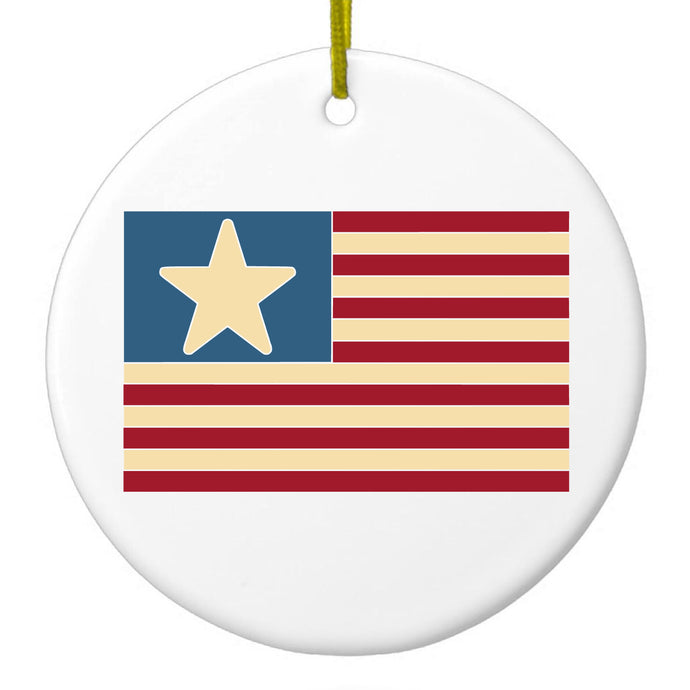 USA Single Star Flag Red White & Blue Ceramic Ornament