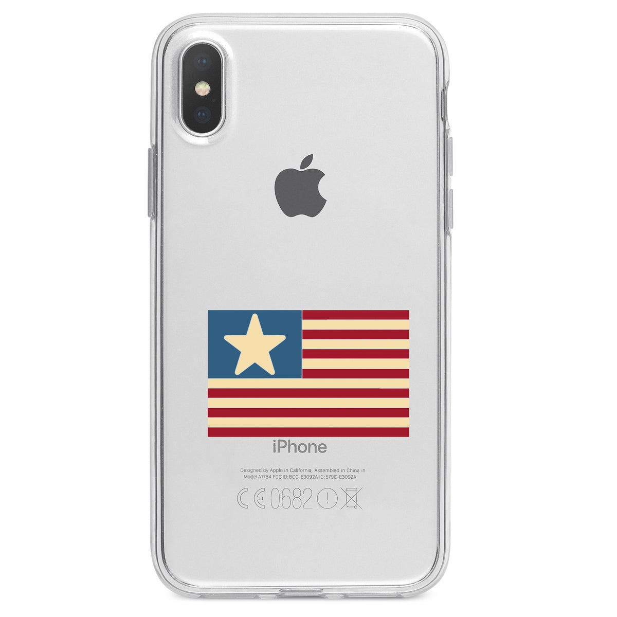 USA Single Star Flag Red White & Blue Clear Shockproof iPhone Case, view 3