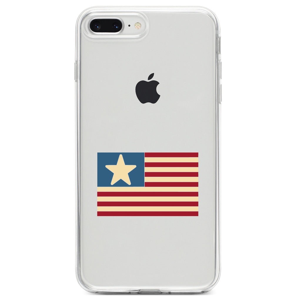 USA Single Star Flag Red White & Blue Clear Shockproof iPhone Case, view 6