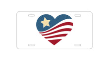 DistinctInk Custom Aluminum Decorative Vanity Front License Plate - USA Heart Flag Single Star