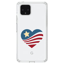 DistinctInk® Clear Shockproof Hybrid Case for Apple iPhone / Samsung Galaxy / Google Pixel - USA Heart Flag Single Star