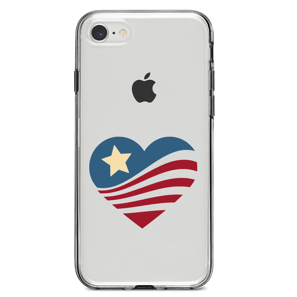 USA Heart Flag Single Star Clear Shockproof iPhone Case, view 5