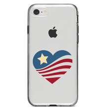 DistinctInk® Clear Shockproof Hybrid Case for Apple iPhone / Samsung Galaxy / Google Pixel - USA Heart Flag Single Star