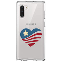 DistinctInk® Clear Shockproof Hybrid Case for Apple iPhone / Samsung Galaxy / Google Pixel - USA Heart Flag Single Star