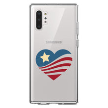 DistinctInk® Clear Shockproof Hybrid Case for Apple iPhone / Samsung Galaxy / Google Pixel - USA Heart Flag Single Star