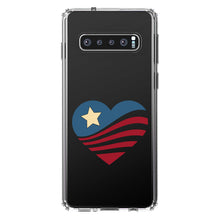 DistinctInk® Clear Shockproof Hybrid Case for Apple iPhone / Samsung Galaxy / Google Pixel - USA Heart Flag Single Star