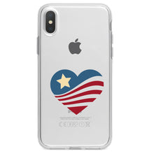 DistinctInk® Clear Shockproof Hybrid Case for Apple iPhone / Samsung Galaxy / Google Pixel - USA Heart Flag Single Star