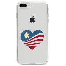 DistinctInk® Clear Shockproof Hybrid Case for Apple iPhone / Samsung Galaxy / Google Pixel - USA Heart Flag Single Star