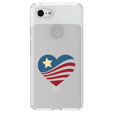DistinctInk® Clear Shockproof Hybrid Case for Apple iPhone / Samsung Galaxy / Google Pixel - USA Heart Flag Single Star