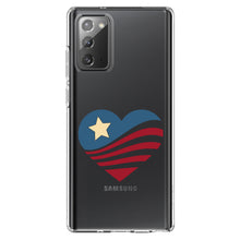 DistinctInk® Clear Shockproof Hybrid Case for Apple iPhone / Samsung Galaxy / Google Pixel - USA Heart Flag Single Star