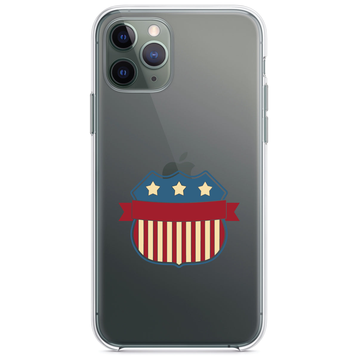 USA Badge Flag Red White & Blue Clear Shockproof iPhone Case