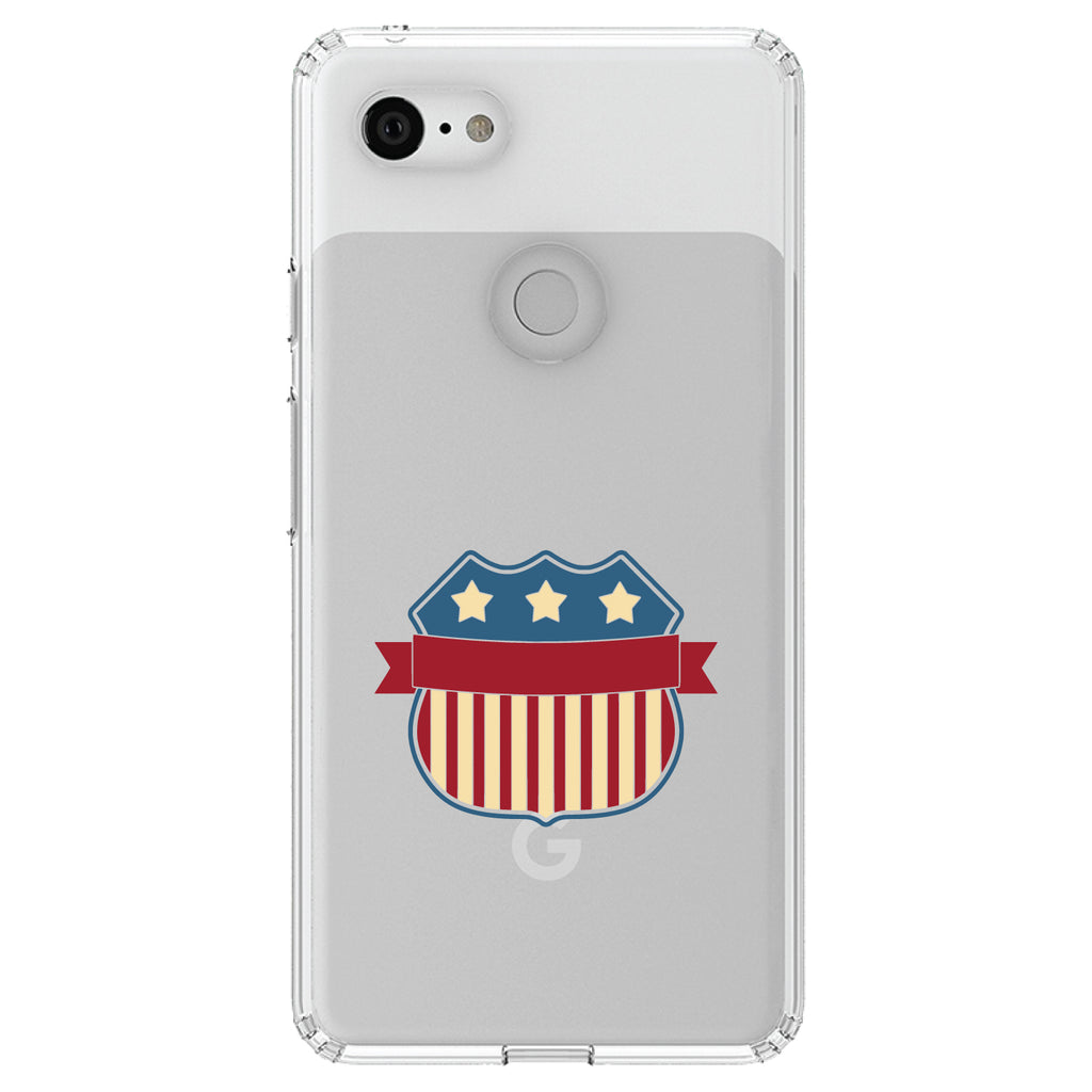 USA Badge Flag Red White & Blue Clear Shockproof iPhone Case, view 22