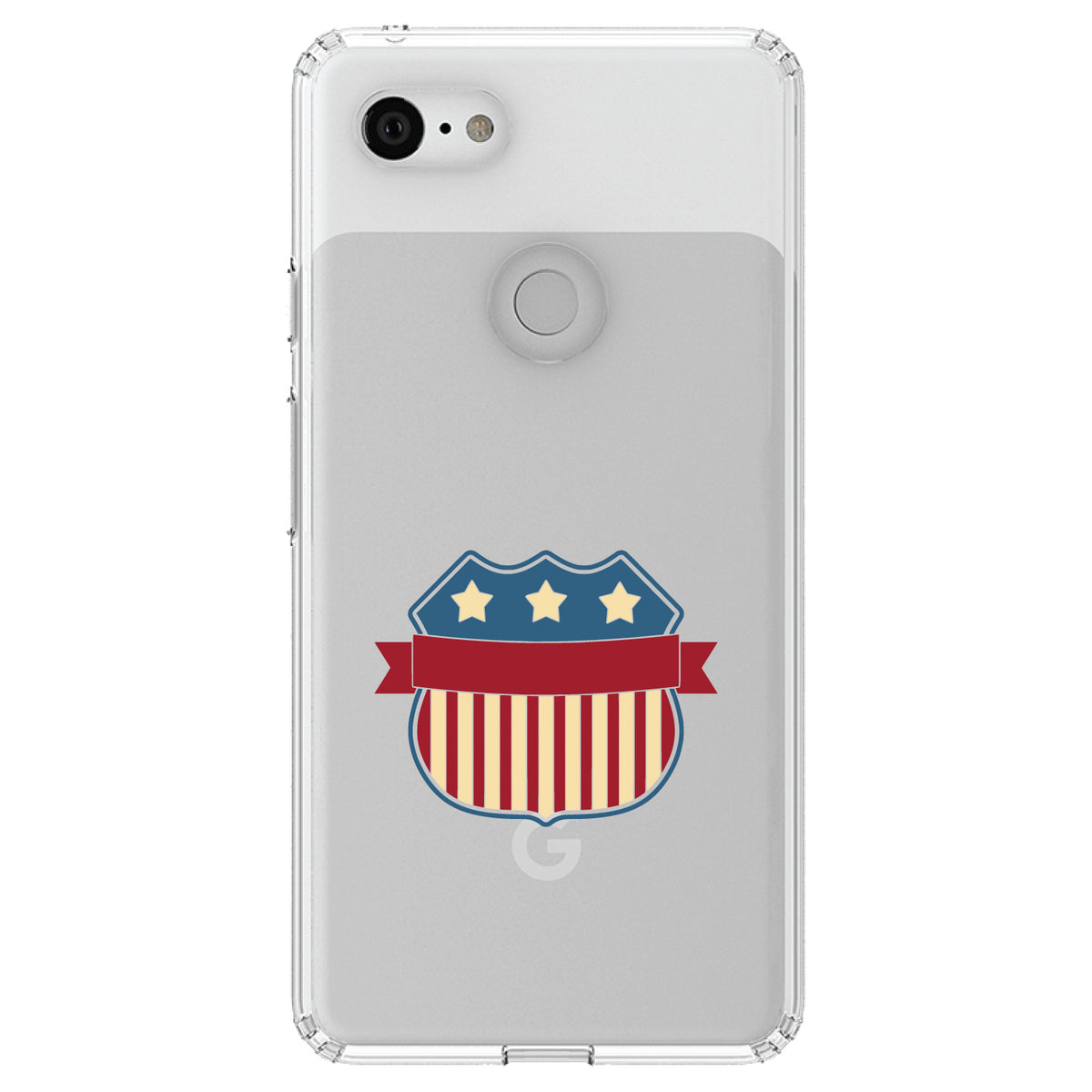 USA Badge Flag Red White & Blue Clear Shockproof iPhone Case, view 22