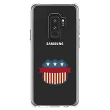 DistinctInk® Clear Shockproof Hybrid Case for Apple iPhone / Samsung Galaxy / Google Pixel - USA Badge Flag Red White & Blue