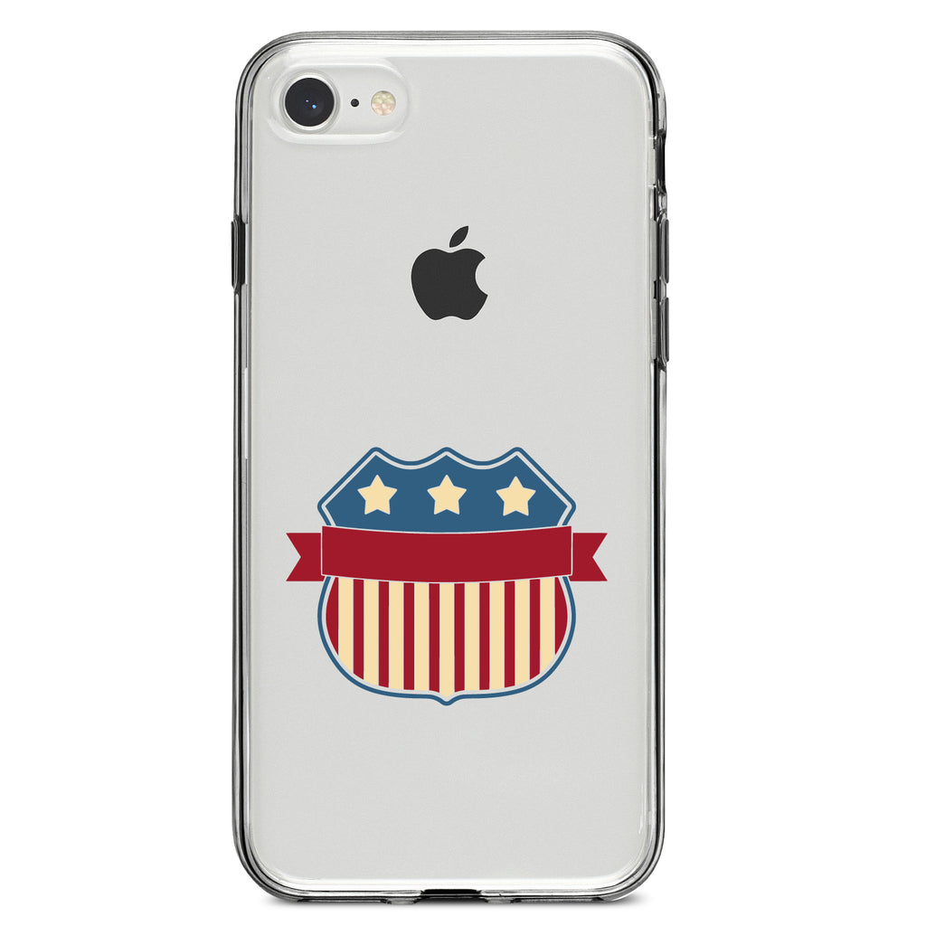 USA Badge Flag Red White & Blue Clear Shockproof iPhone Case, view 5