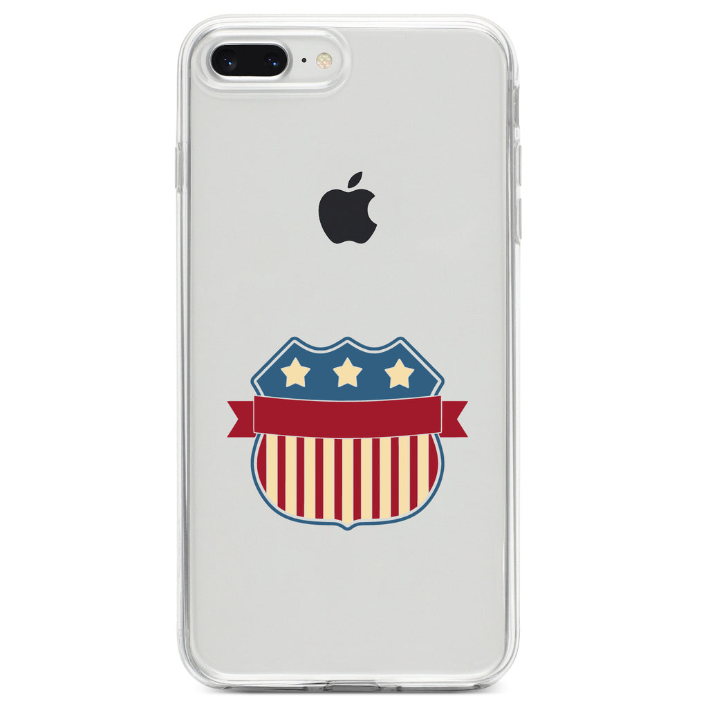 USA Badge Flag Red White & Blue Clear Shockproof iPhone Case, view 6