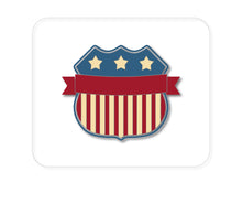 DistinctInk Custom Foam Rubber Mouse Pad - 1/4" Thick - USA Badge Flag Red White & Blue