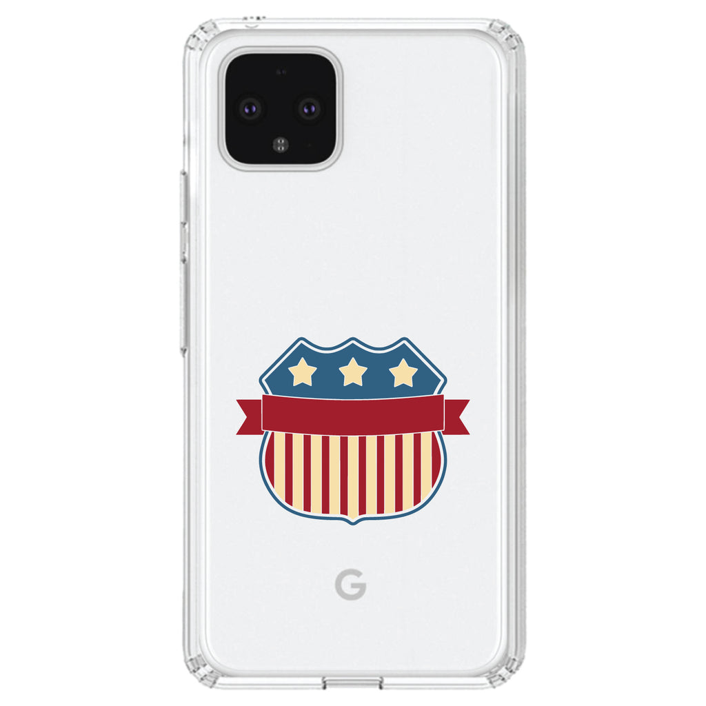 USA Badge Flag Red White & Blue Clear Shockproof iPhone Case, view 24