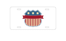 DistinctInk Custom Aluminum Decorative Vanity Front License Plate - USA Badge Flag Red White & Blue