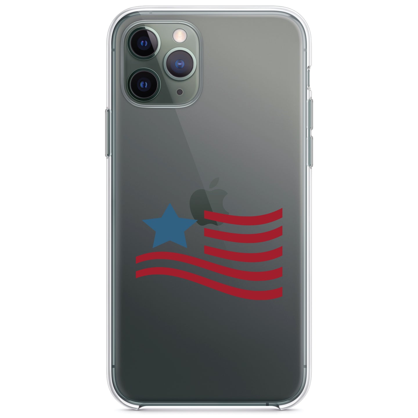 DistinctInk® Clear Shockproof Hybrid Case for Apple iPhone / Samsung Galaxy / Google Pixel - USA Waving Flag Red White & Blue