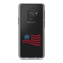 DistinctInk® Clear Shockproof Hybrid Case for Apple iPhone / Samsung Galaxy / Google Pixel - USA Waving Flag Red White & Blue