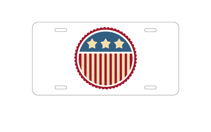 DistinctInk Custom Aluminum Decorative Vanity Front License Plate - USA Seal Flag Red White & Blue
