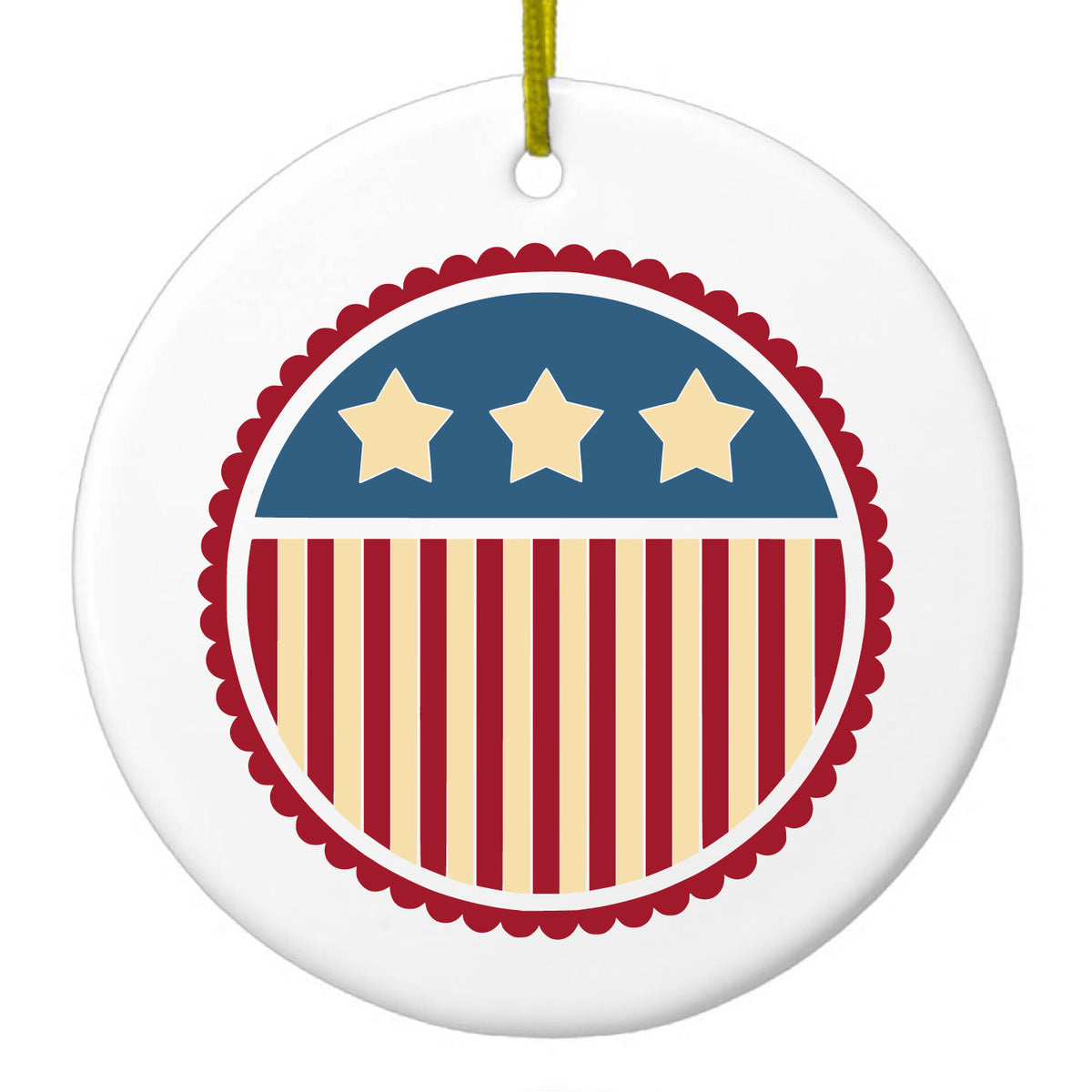 USA Seal Flag Red White & Blue Ceramic Ornament
