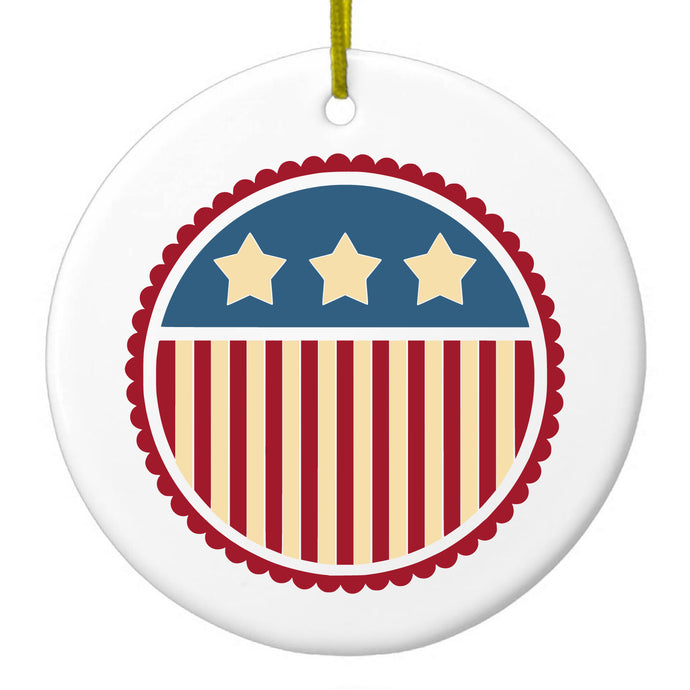 USA Seal Flag Red White & Blue Ceramic Ornament