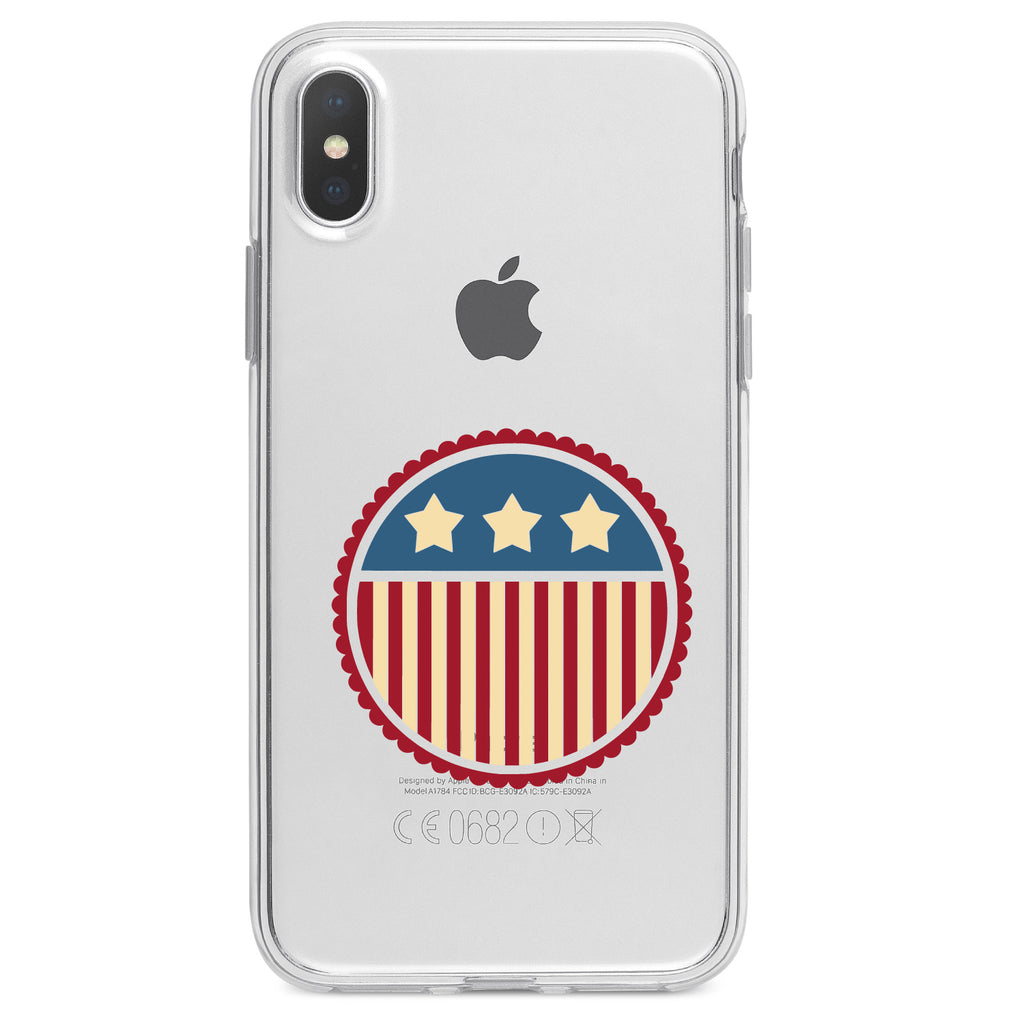 USA Seal Flag Red White & Blue Clear Shockproof iPhone Case, view 3