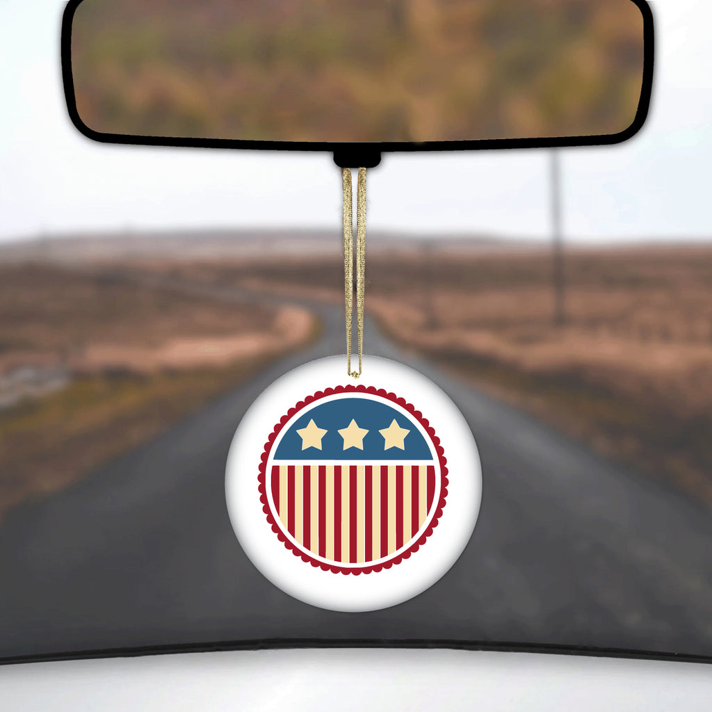 USA Seal Flag Red White & Blue Ceramic Ornament, view 3