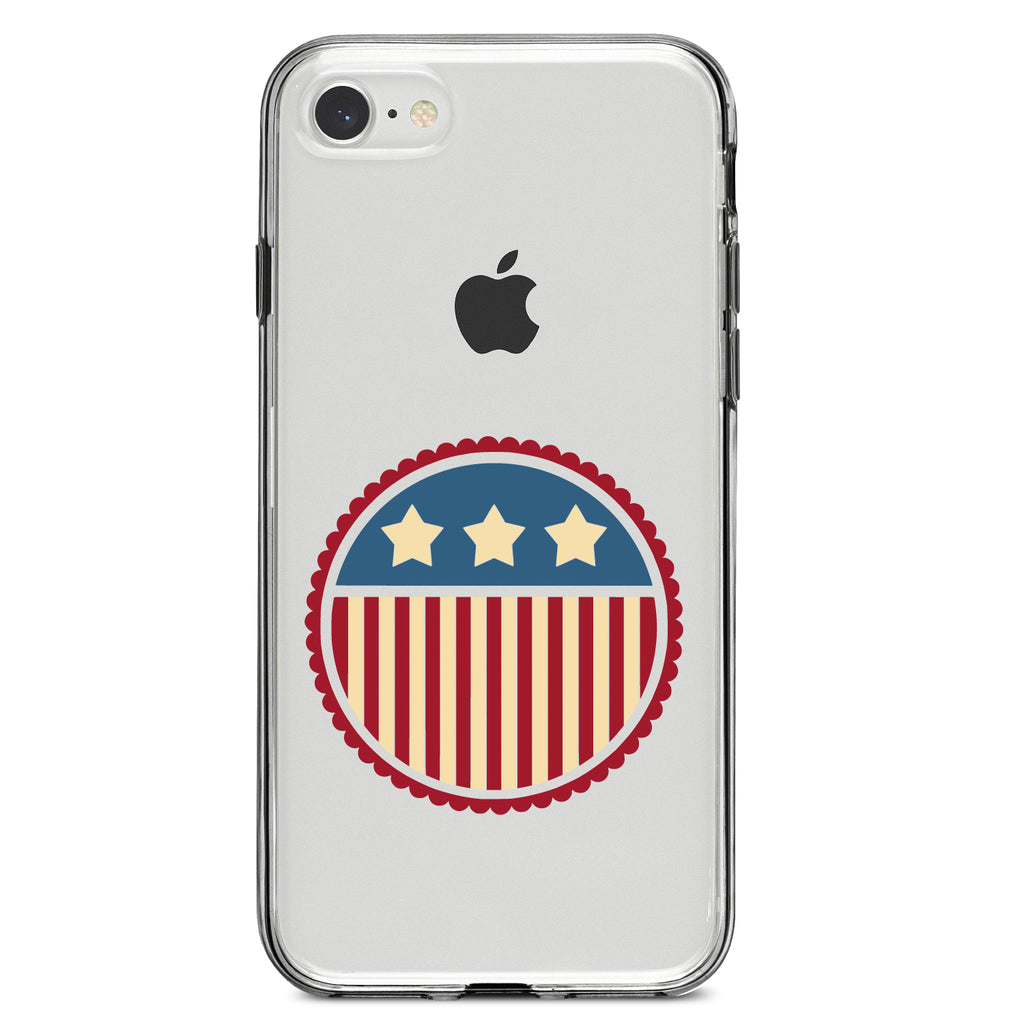 USA Seal Flag Red White & Blue Clear Shockproof iPhone Case, view 5