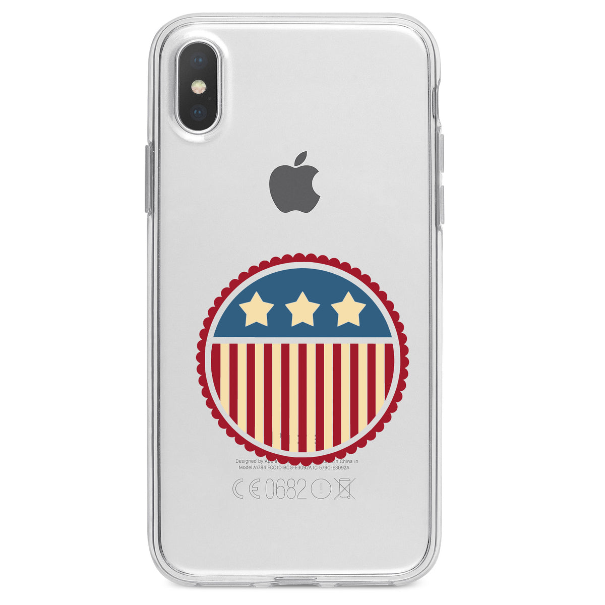 USA Seal Flag Red White & Blue Clear Shockproof iPhone Case, view 4