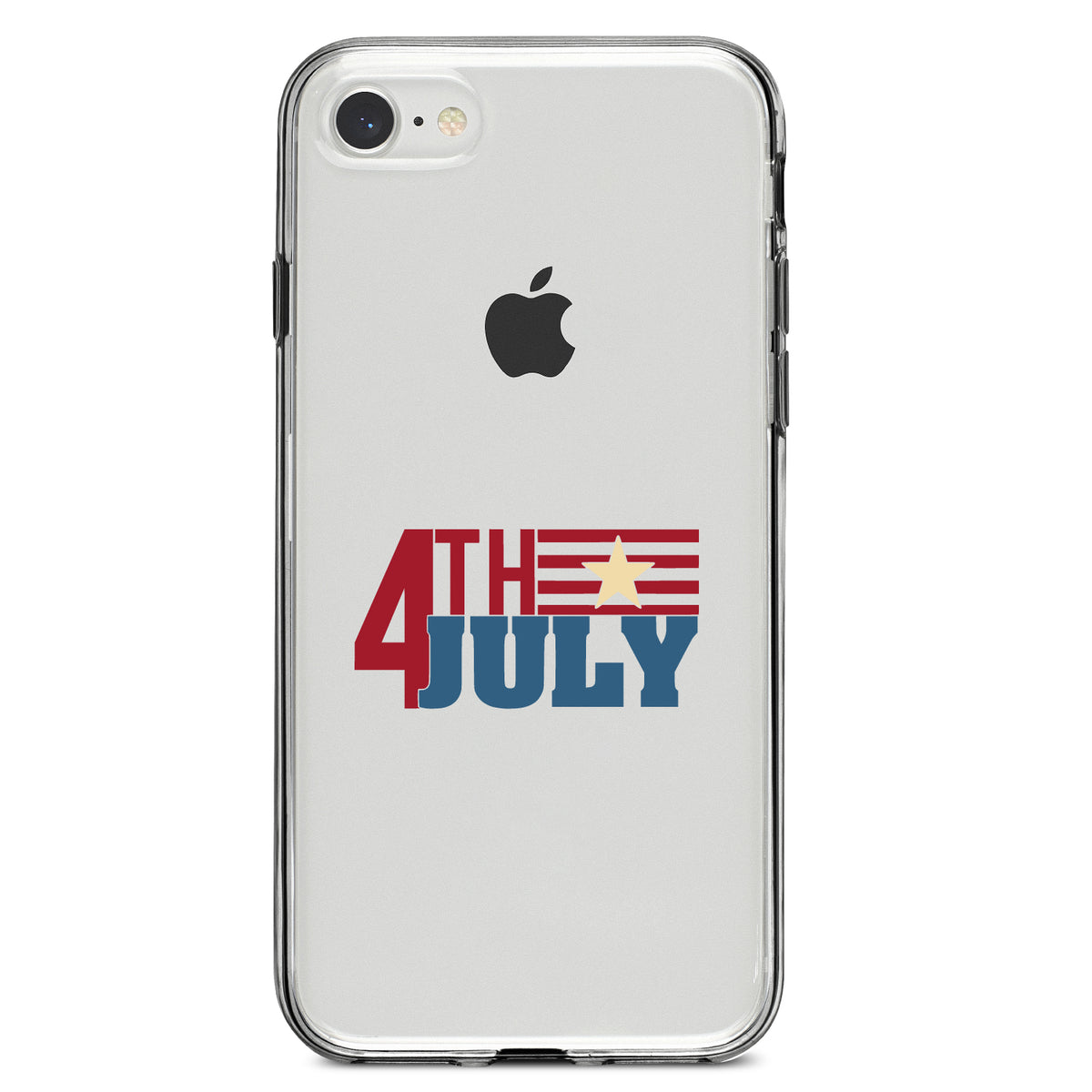 4th of July Word Art USA Flag Clear Shockproof iPhone Case, view 5