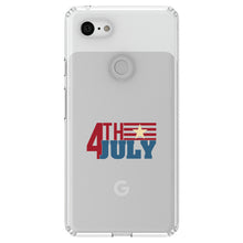 DistinctInk® Clear Shockproof Hybrid Case for Apple iPhone / Samsung Galaxy / Google Pixel - 4th of July Word Art USA Flag