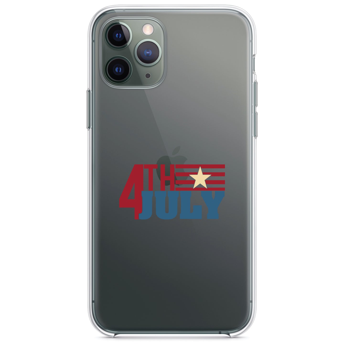 DistinctInk® Clear Shockproof Hybrid Case for Apple iPhone / Samsung Galaxy / Google Pixel - 4th of July Word Art USA Flag