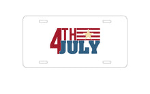 DistinctInk Custom Aluminum Decorative Vanity Front License Plate - 4th of July Word Art USA Flag